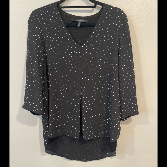 White House Black Market Polka Dot 3/4 Sleeve Blouse - Picture 1 of 2
